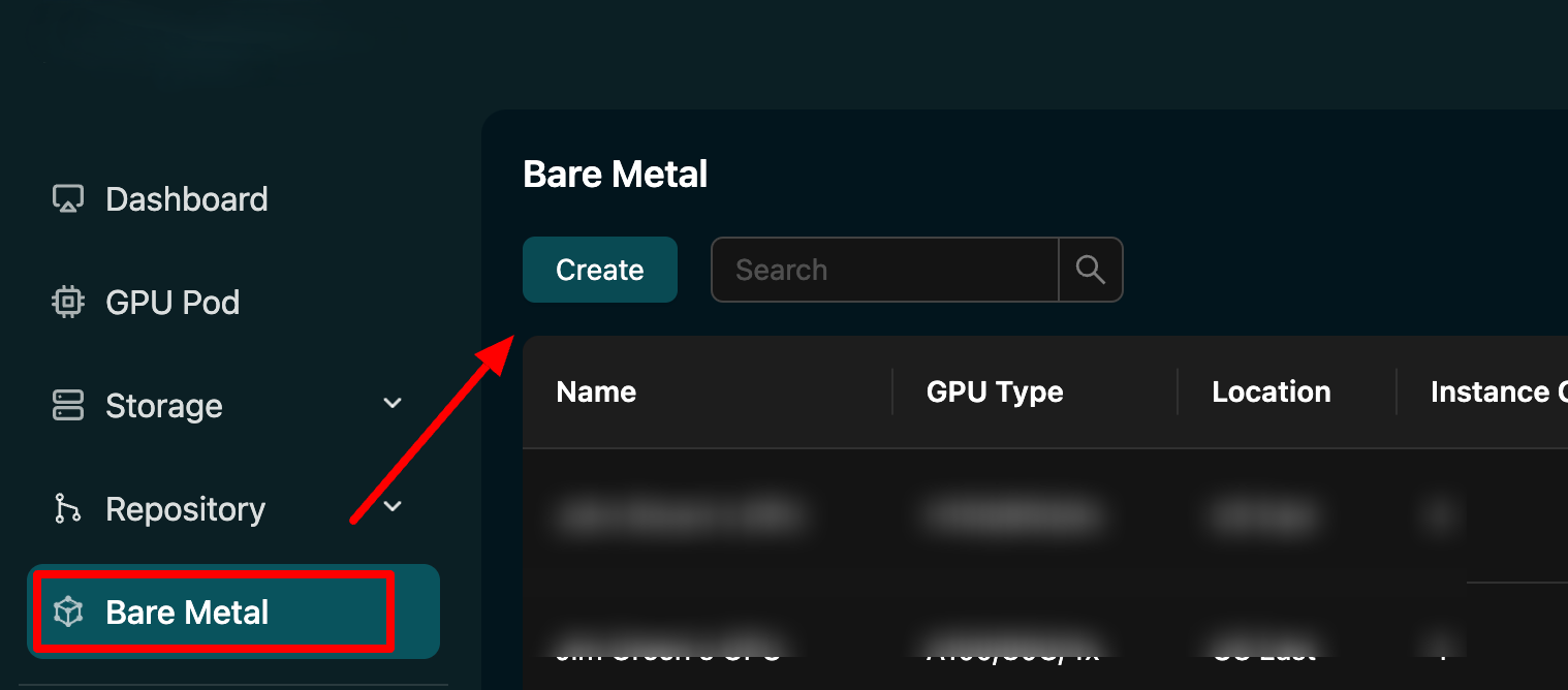 Creating a New Bare Metal Instance