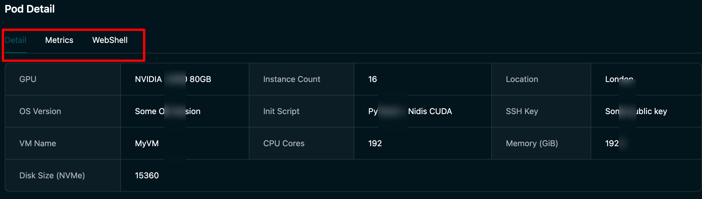 Viewing Instance Details